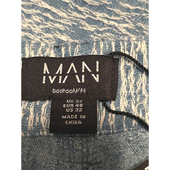 NWT boohooMAN Men's Relaxed Fit Fabric Interest Jeans Light Blue 32R Inseam 31 - Picture 4 of 7